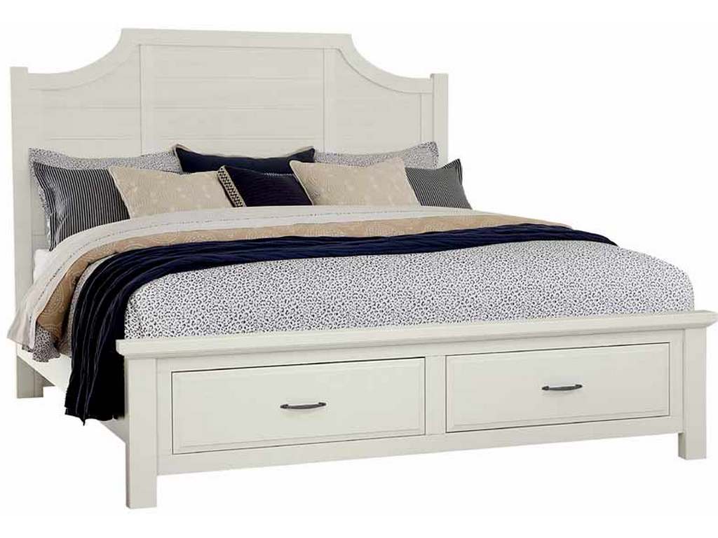 Artisan and Post 116-667-066B-502-666 Maple Road Two-Tone King Scalloped Storage Bed Soft White Natural Top