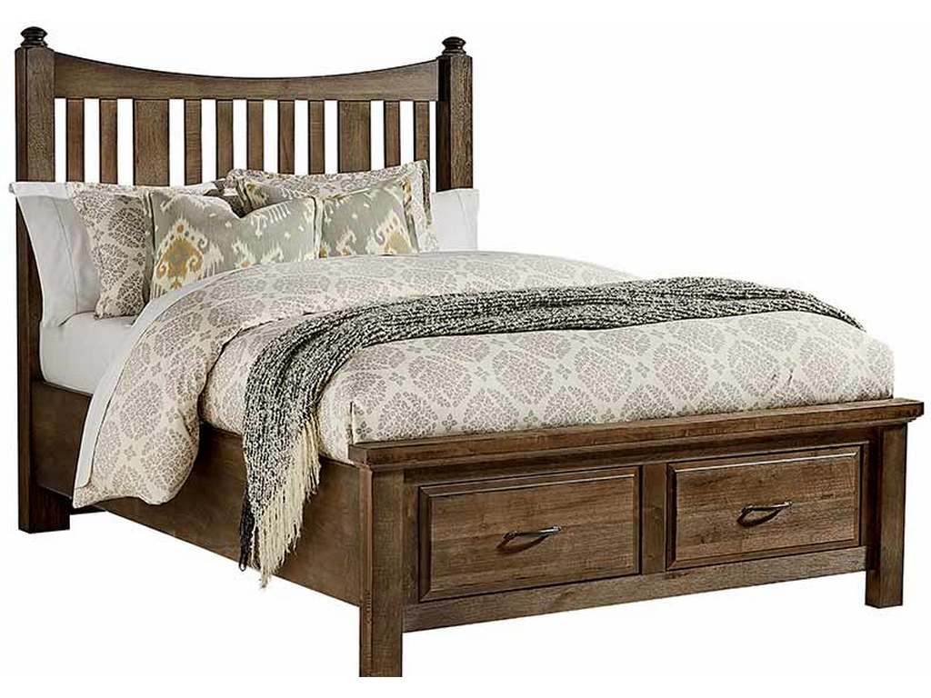 Artisan and Post 117-668-066B-502-666 Maple Road King Slat Poster Bed with Storage Footboard Maple Syrup