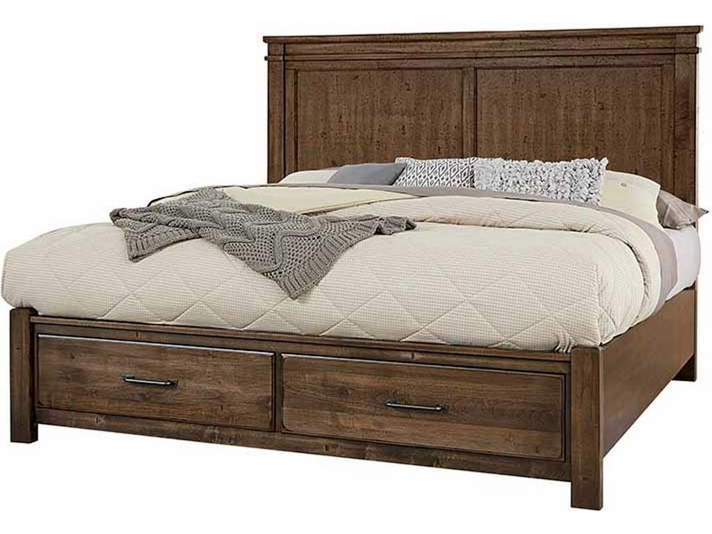 Artisan and Post 170-661-066B-502-666T Cool Rustic King Mansion Bed with Footboard Storage Mink