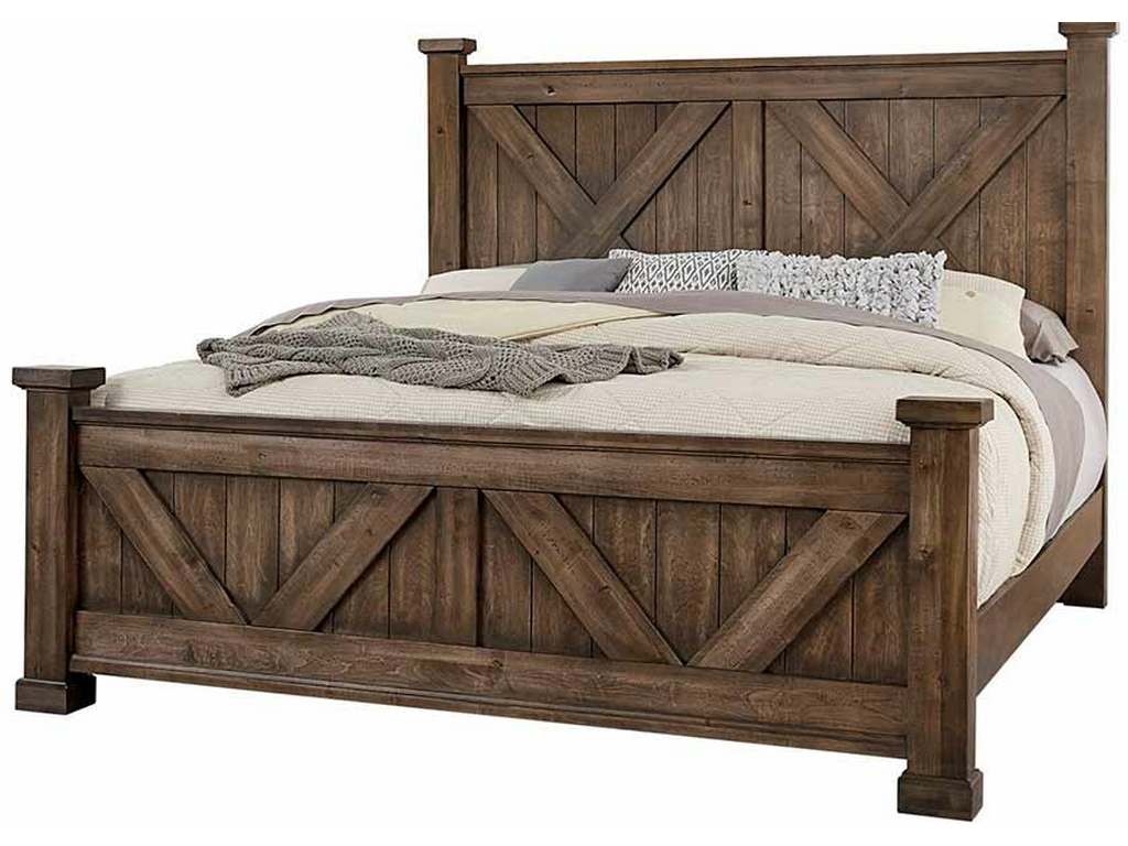 Artisan and Post 170-667-766-933-MS2 Cool Rustic King X Bed with X Footboard Mink