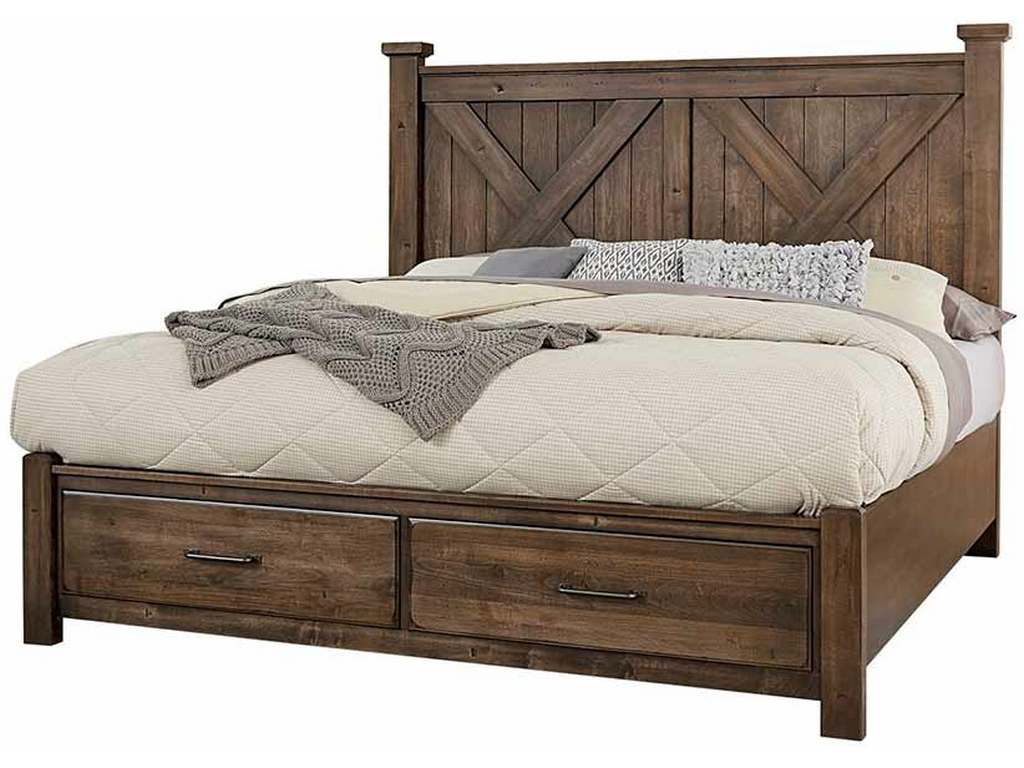 Artisan and Post 170-667-066B-502-666T Cool Rustic King X Bed with Footboard Storage Mink