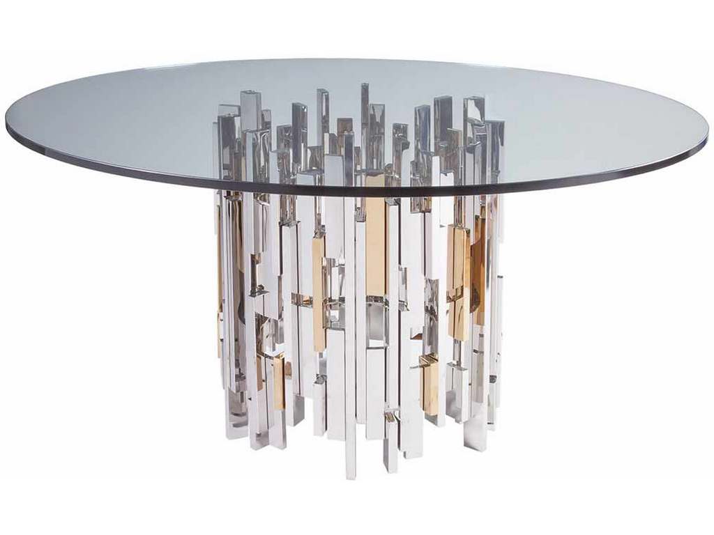 Artistica Home 2041-870-60C Signature Designs Cityscape Round Dining Table with Glass Top