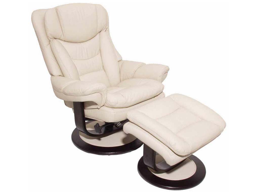 BarcaLounger 15-8039-3607-82 Roscoe Pedestal Chair and Ottoman Frampton Ivory