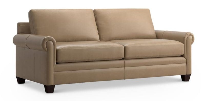 Bassett 3887-62L Carolina Leather Panel Arm Sofa