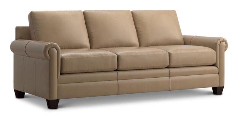 Bassett 3887-72L Carolina Leather Panel Arm Sofa Bassett 3887-72L Carolina Leather Panel Arm Sofa