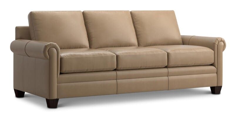 Bassett 3887-7QL Carolina Leather Panel Arm Queen Sleeper