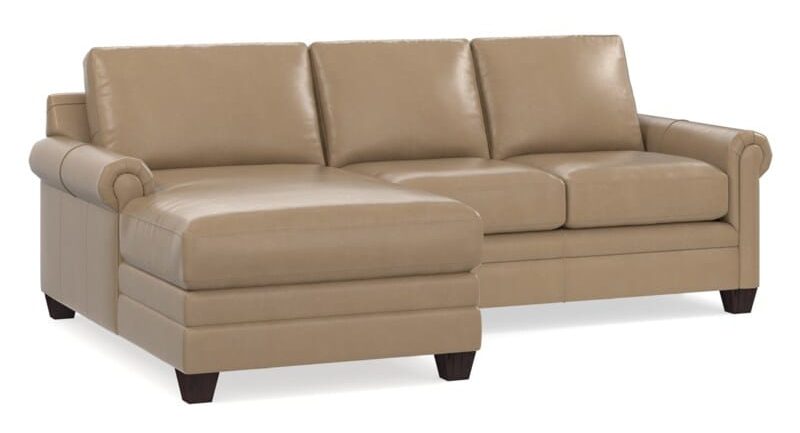 Bassett 3887-LCSECTLS Carolina Leather Panel Arm L Chaise Sectional
