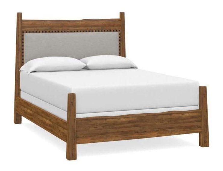 Bassett 2015-K173F Heritage Maple Live Edge Upholstered Panel King Bed