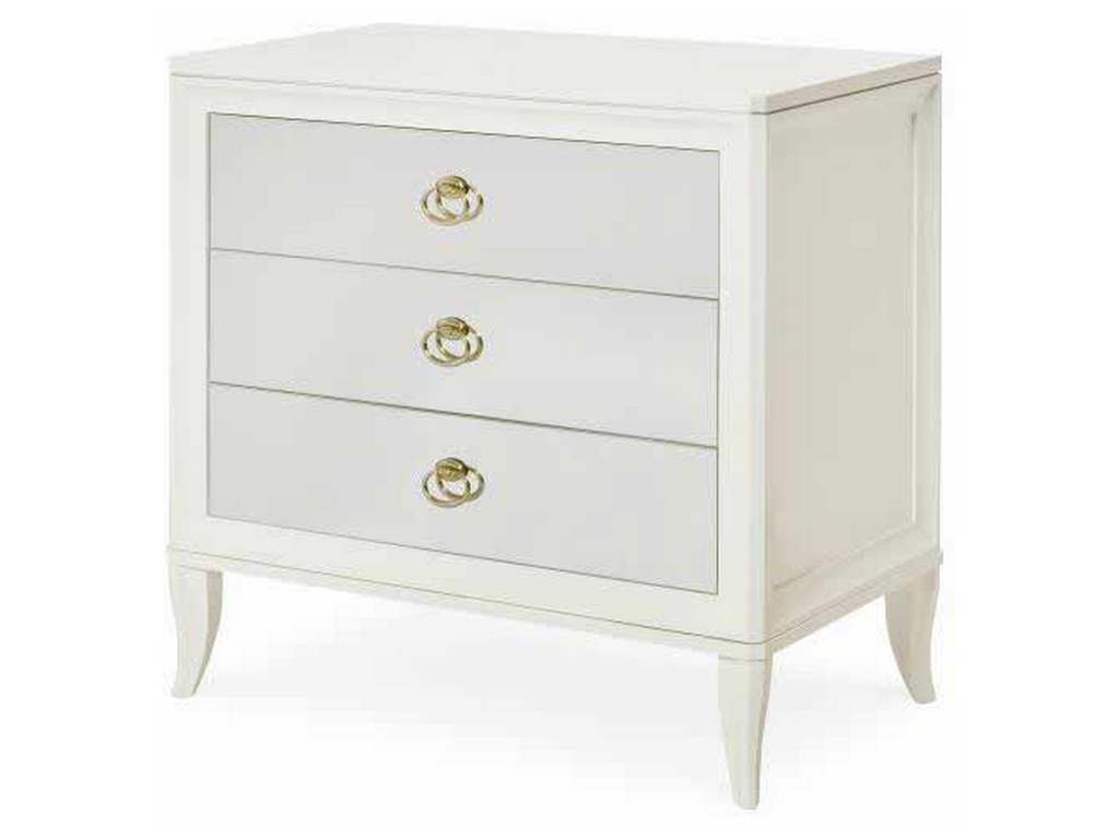 Century 339-223G Tribeca Three Drawer Nightstand With Mirrored Drawers