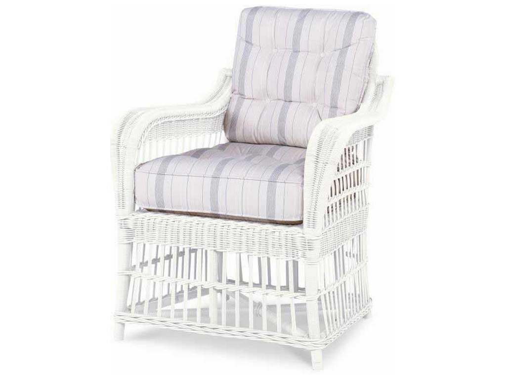 Century AE-D40-54B Mainland Wicker Large Dining Arm Chair with Button Back