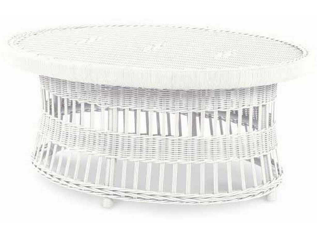 Century AE-D40-85 Mainland Wicker Oval Cocktail Table with Tempered Glass