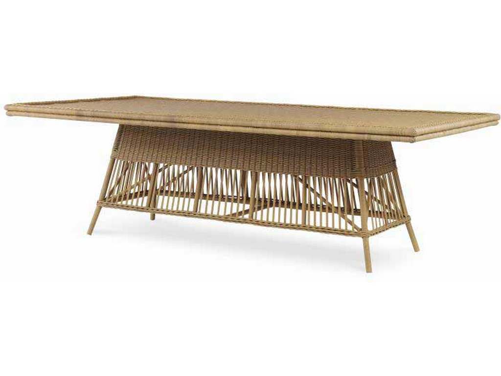 Century AE-D40-91-NT Wicker Rectangular Dining Table with Tempered Glass