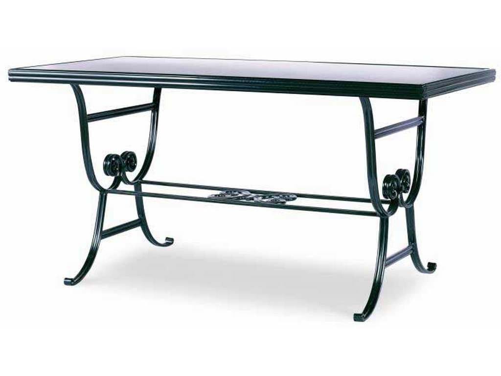 Century AE-D41-92 Augustine Metal Dining Table with Scroll Base and Tempered Glass