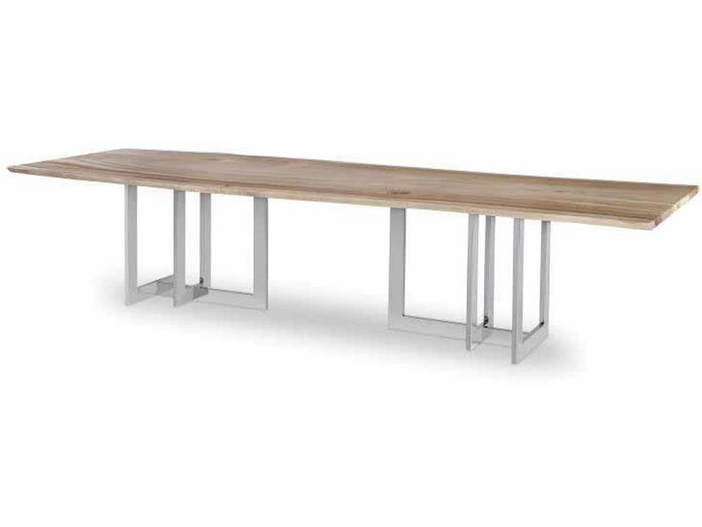 Century CR9-1-108-G-972 Details Live Edge 108 inch Guan Slab Dining Tbl Polished Nickel Base