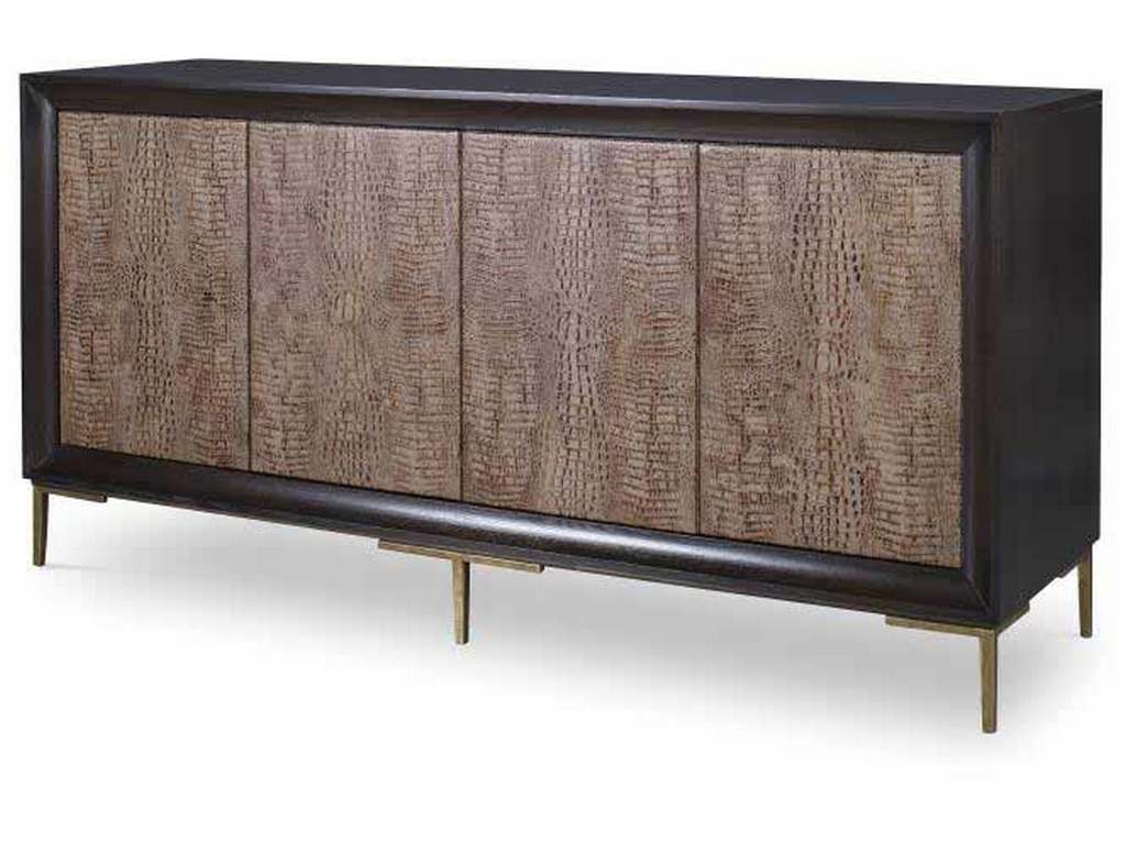Century CR9-501EL Details Case Four Door Embossed Leather Front Low Credenza