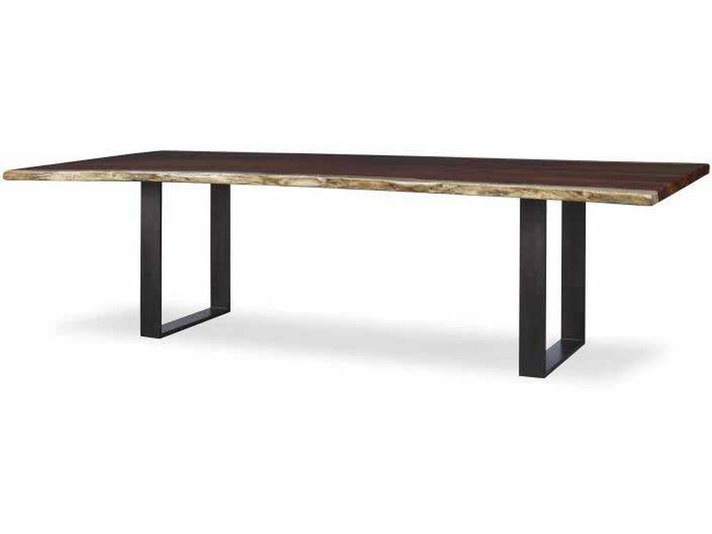Century CR9-1-108-G-971 Details Live Edge 108 inch Guan Slab Dining Tbl Oiled Bronze Strap Base