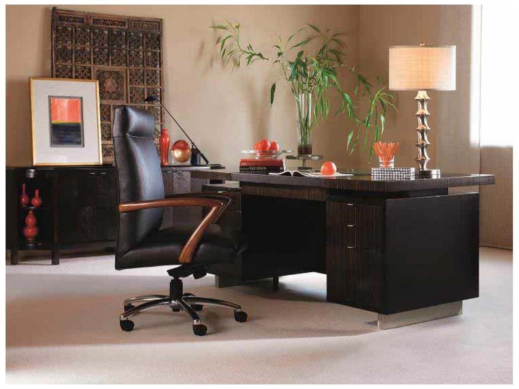 Century N3E-701-1 Seven Drawer Desk with Black Leather Top