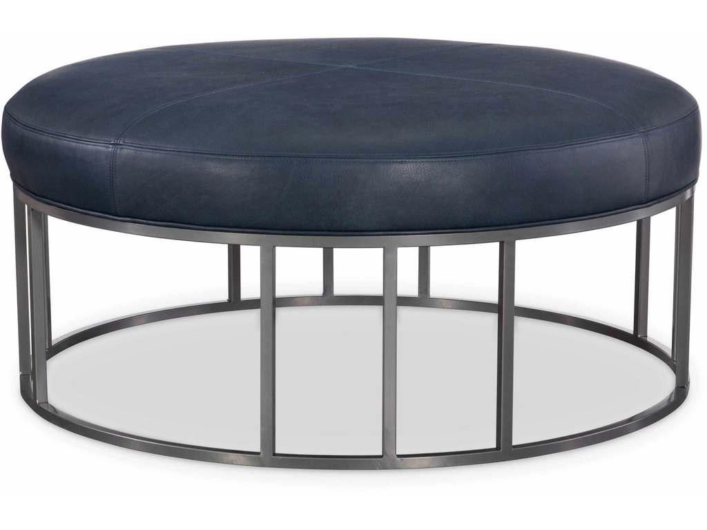 CR Laine L9407-07  Owen Metal Base Leather Round Ottoman