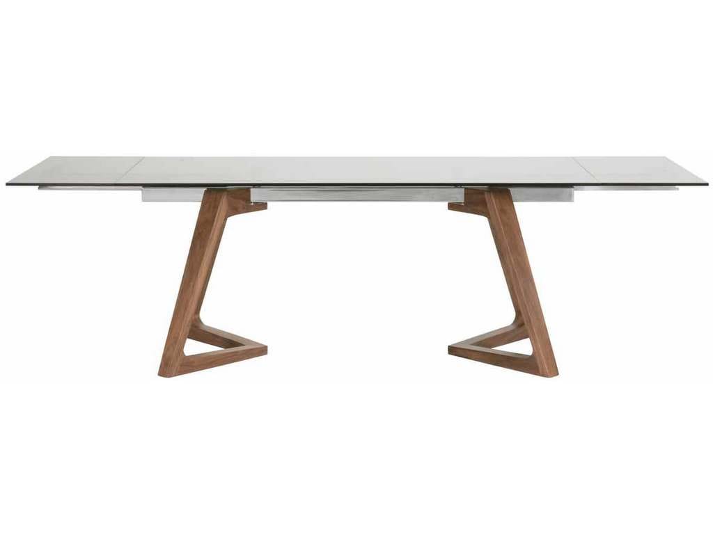 Essentials For Living 1602-DT.WAL/SGRY  Axel Extension Dining Table in Walnut Chrome Smoke Gray Glass