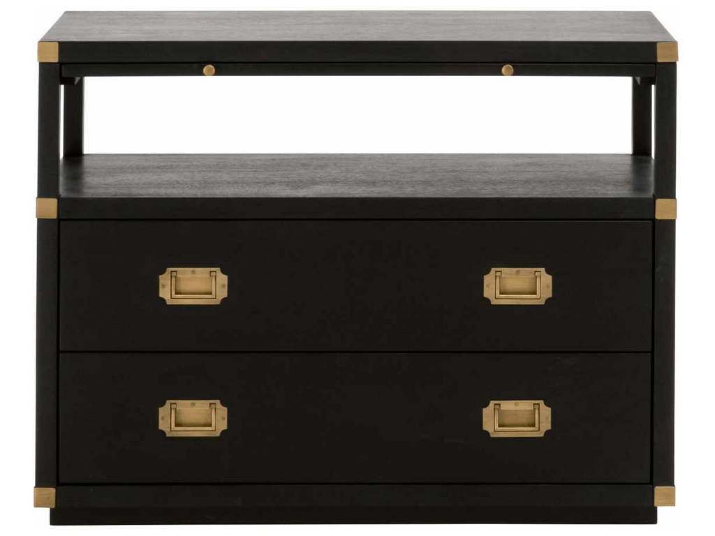 Essentials for Living 6131.B-BLK/BGLD  Bradley 2 Drawer Nightstand in Brushed Black Brushed Gold