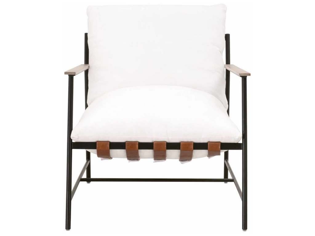 Essentials for Living 6659.LPPRL/NG  Brando Club Chair in LiveSmart Peyton Pearl Chestnut Top Grain Leather Natural Gray Oak Black Iron