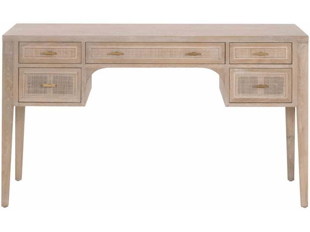 Essentials For Living 8090.SGRY-OAK/CN  Cane Desk in Smoke Gray Oak Smoke Gray Cane