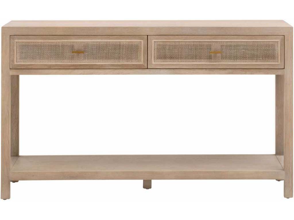 Essentials For Living 8088.SGRY-OAK/CN  Cane 2 Drawer Entry Console in Smoke Gray Oak Smoke Gray Cane