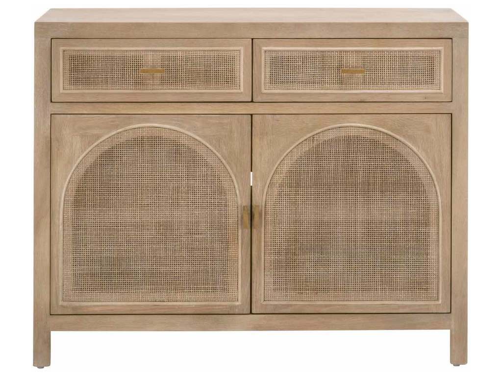 Essentials For Living 8089.SGRY-OAK/CN  Cane Media Cabinet in Smoke Gray Oak Smoke Gray Cane