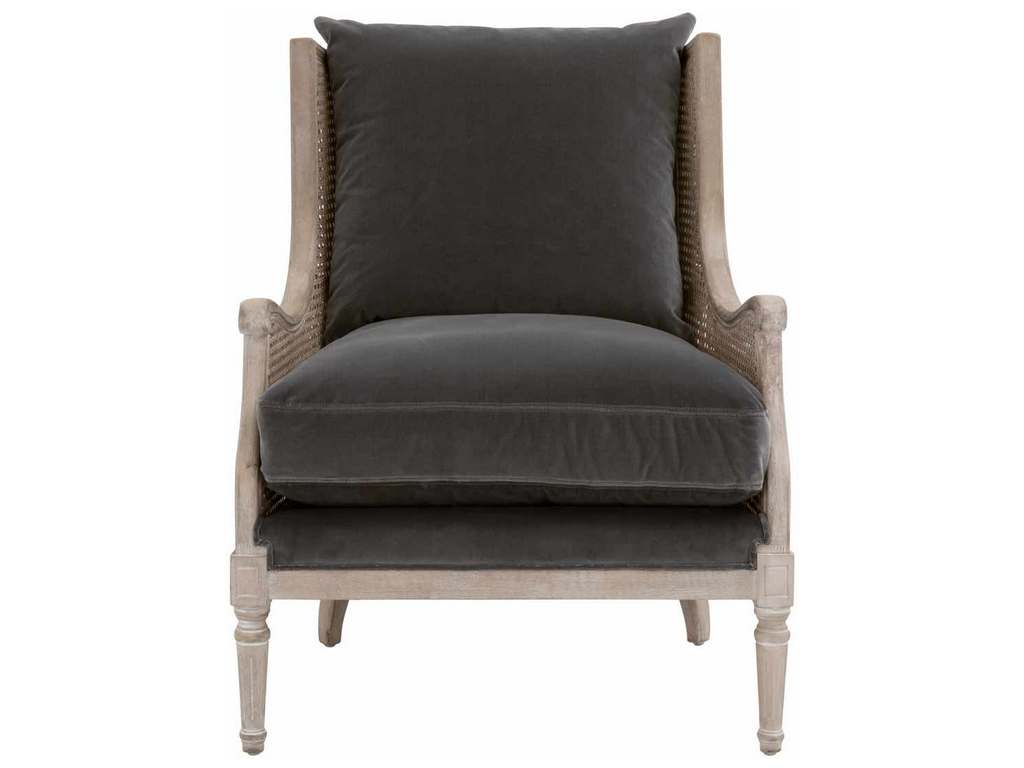Essentials For Living 8213.DDOV/NGB  Churchill Club Chair in Dark Dove Velvet Natural Gray Birch Cane