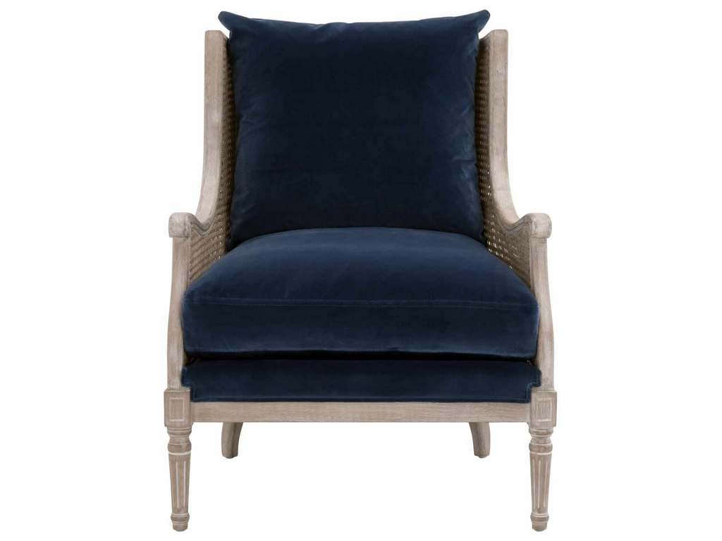 Essentials For Living 8213.DEN/NGB  Churchill Club Chair in Denim Velvet Natural Gray Birch Cane