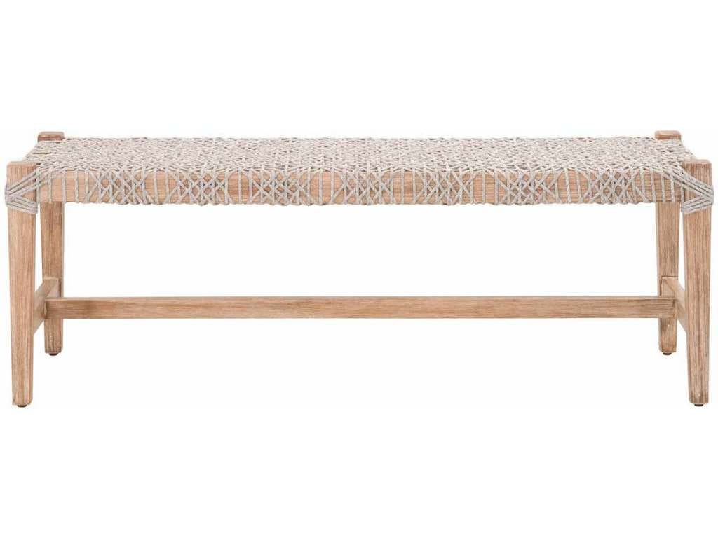 Essentials for Living 6848.WTA/NG  Costa Bench in Taupe and White Flat Rope Natural Gray Mahogany