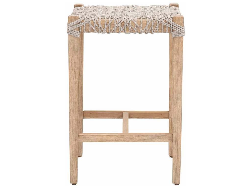 Essentials for Living 6849CS.WTA/NG  Costa Backless Counter Stool in Taupe and White Flat Rope Natural Gray Mahogany