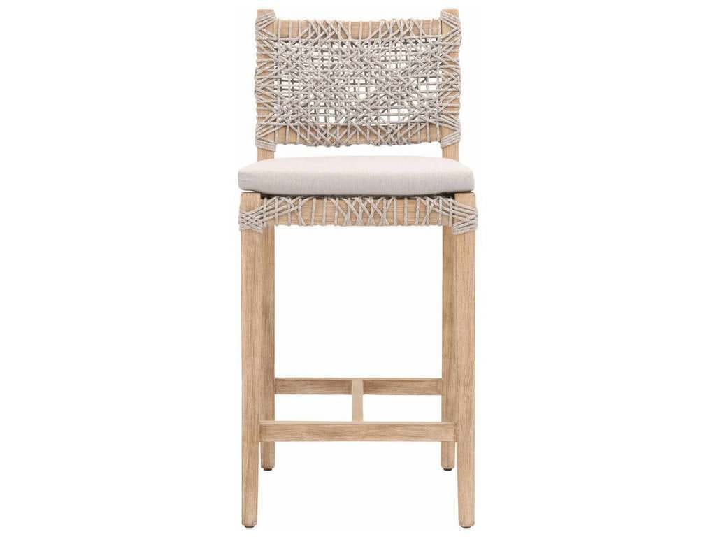 Essentials for Living 6849CSBK.WTA/PUM/NG  Costa Counter Stool in Taupe and White Flat Rope Performance Pumice Natural Gray Mahogany