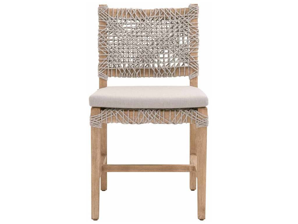 Essentials for Living 6849.WTA/PUM/NG  Costa Dining Chair in Taupe and White Flat Rope Performance Pumice Natural Gray Mahogany
