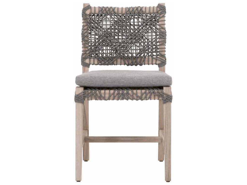 Essentials for Living 6849.DOV/DOV/GT  Costa Outdoor Dining Chair in Dove Flat Rope Performance Dove Gray Teak