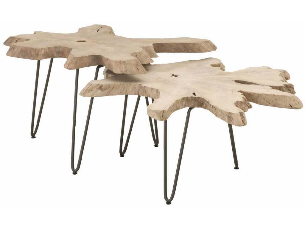 Essentials For Living 6826.GT  Drift Nesting Coffee Table in Gray Teak Anthracite Iron