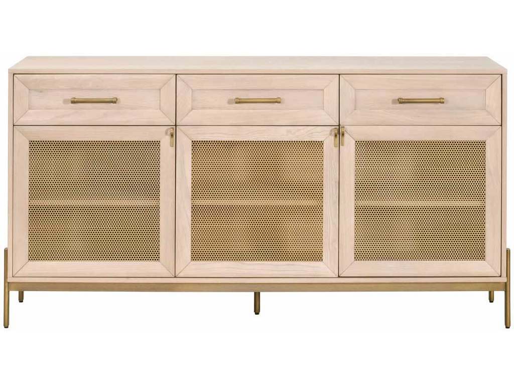 Essentials for Living 6086.LHON/BGLD  Dwell Media Sideboard in Light Honey Oak Brushed Gold