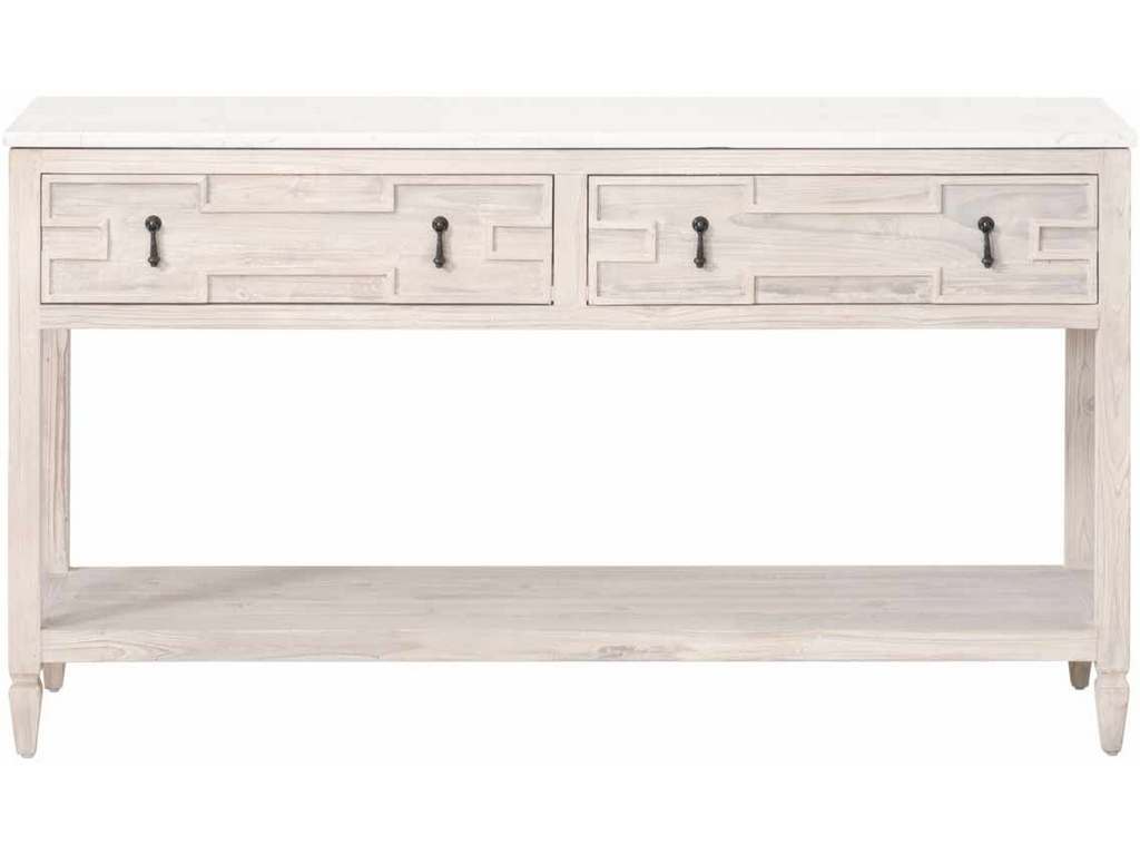Essentials For Living 8016.WW-PNE/WHTQ  Emerie 2 Drawer Entry Console in White Wash Pine White Quartz