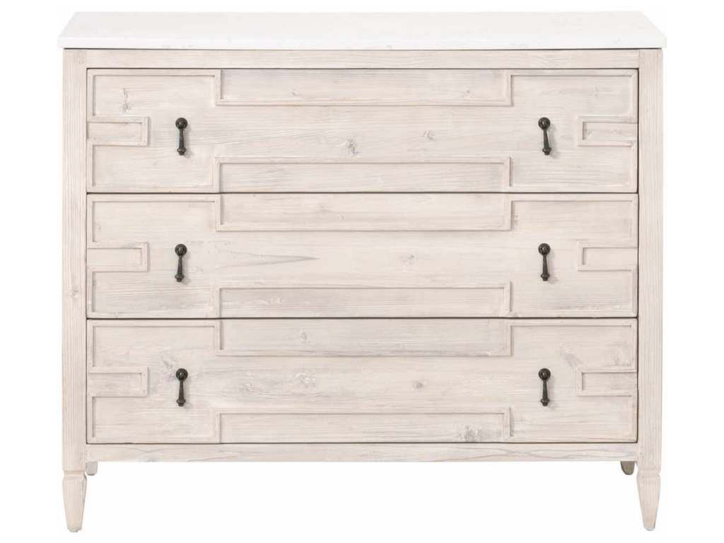 Essentials For Living 8017.WW-PNE/WHTQ  Emerie Entry Cabinet in White Wash Pine White Quartz
