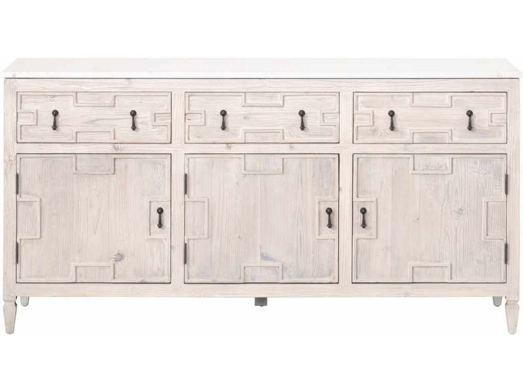 Essentials For Living 8015.WW-PNE/WHTQ  Emerie Media Sideboard in White Wash Pine White Quartz