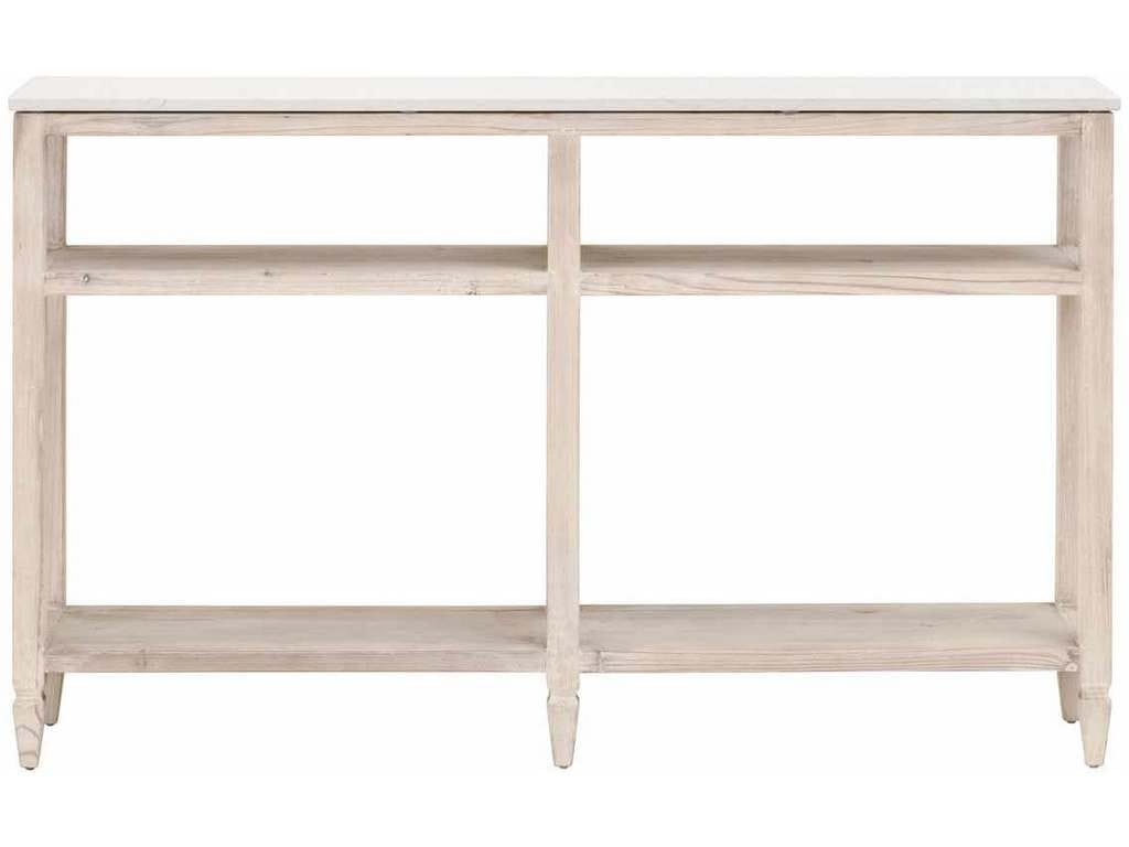 Essentials for Living 8016-N.WW-PNE/WHTQ  Emerie Narrow Console Table in White Wash Pine White Quartz