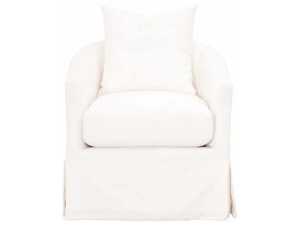 Essentials For Living 6650.CRCRP  Faye Slipcover Swivel Club Chair in Cream Crepe