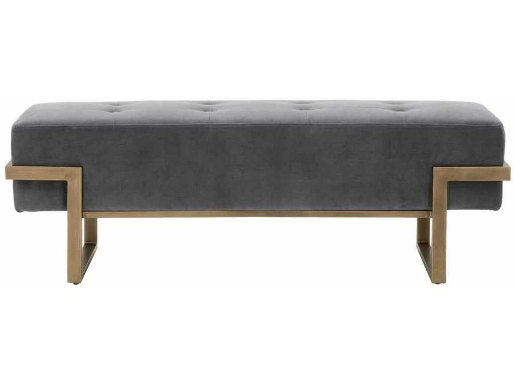 Essentials For Living 4575.BGRY/BRA  Fiona Upholstered Bench in Blush Gray Velvet Brass