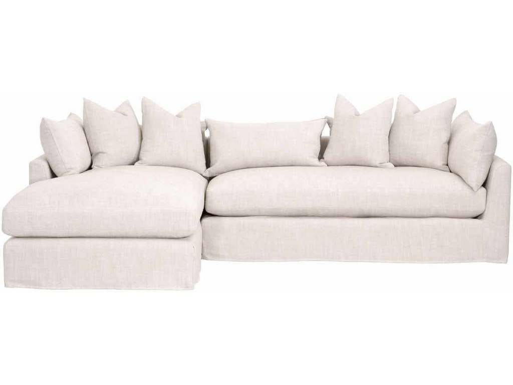 Essentials For Living 6606-LF.BISQ  Haven 110 inch Lounge Slipcover LF Sectional in Bisque Espresso