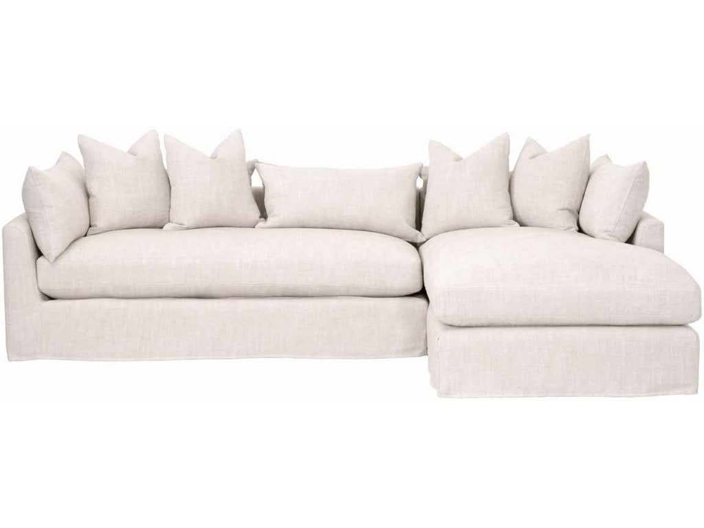 Essentials For Living 6606-RF.BISQ  Haven 110 inch Lounge Slipcover RF Sectional in Bisque Espresso