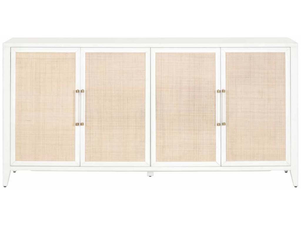 Essentials For Living 6142.WHT/NAT  Holland Media Sideboard in Matte White Natural Rattan