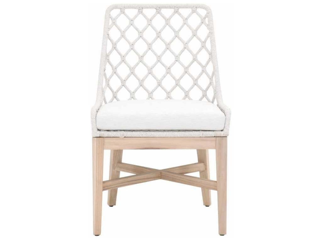 Essentials For Living 6803.WHT/WHT/GT Lattis Outdoor Dining Chair in White Speckle Flat Rope Performance White Speckle Gray Teak Essentials For Living 6803.WHT/WHT/GT Lattis Outdoor Dining Chair in White Speckle Flat Rope Performance White Speckle Gray Teak
