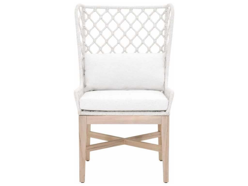 Essentials for Living 6804.WHT/WHT/GT  Lattis Outdoor Wing Chair in White Speckle Flat Rope Performance White Speckle Gray Teak