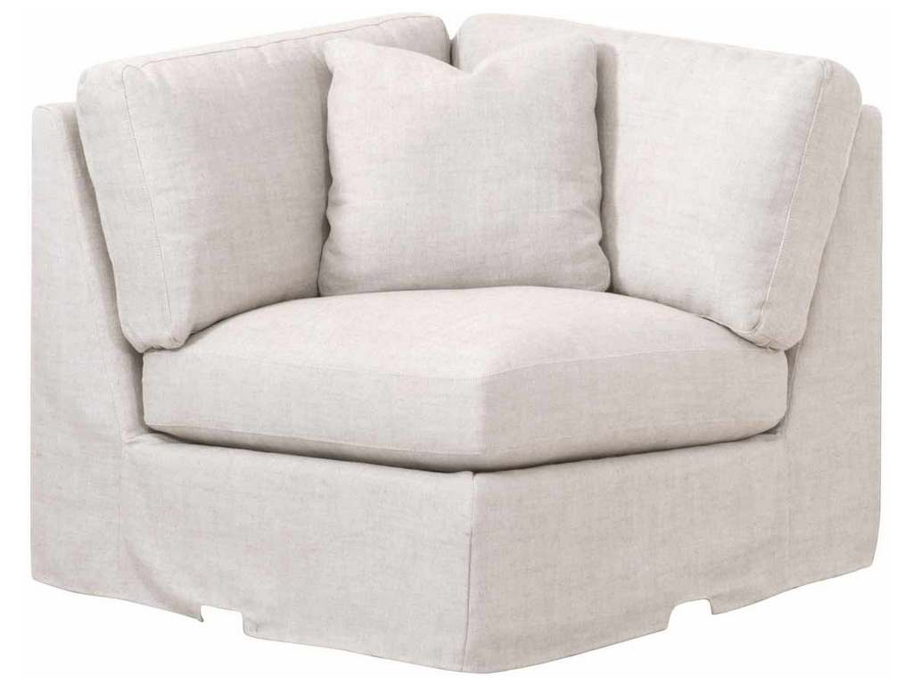 Essentials For Living 6603-CRN.BISQ  Lena Modular Slipcover Corner Chair in Bisque Espresso