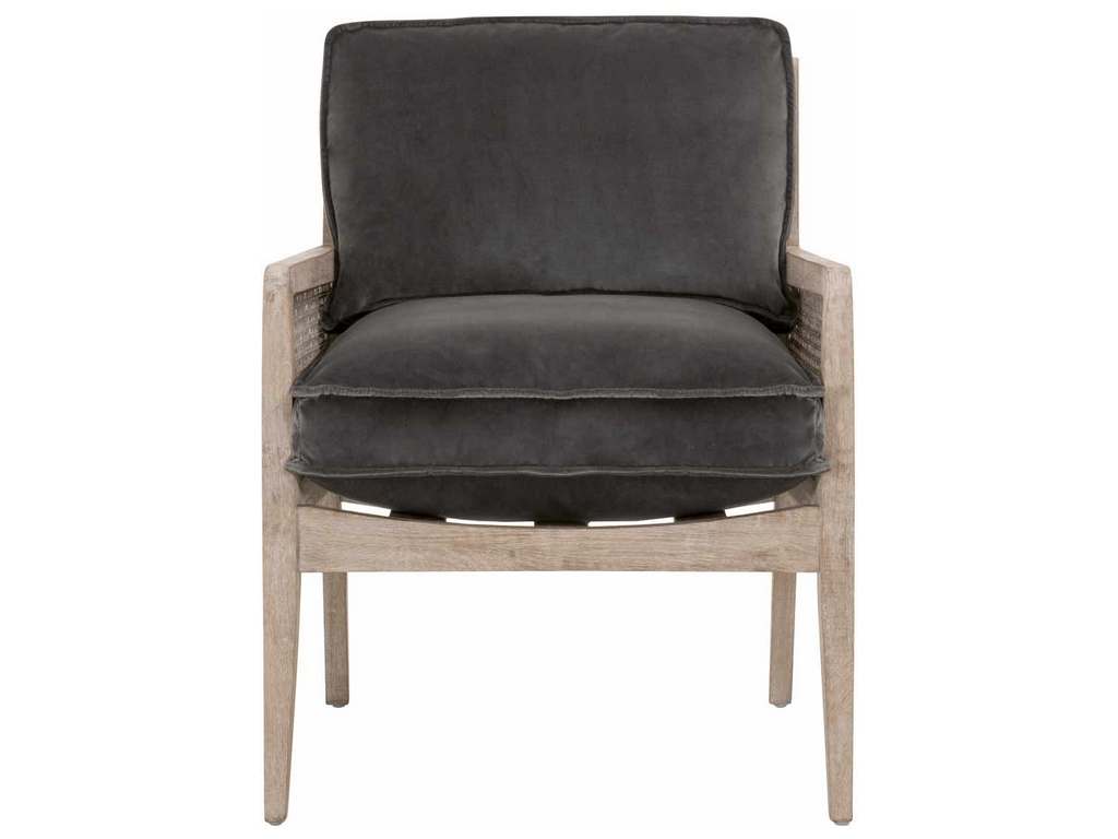 Essentials For Living 6649.DDOV/NG  Leone Club Chair in Dark Dove Velvet Natural Gray Oak Cane